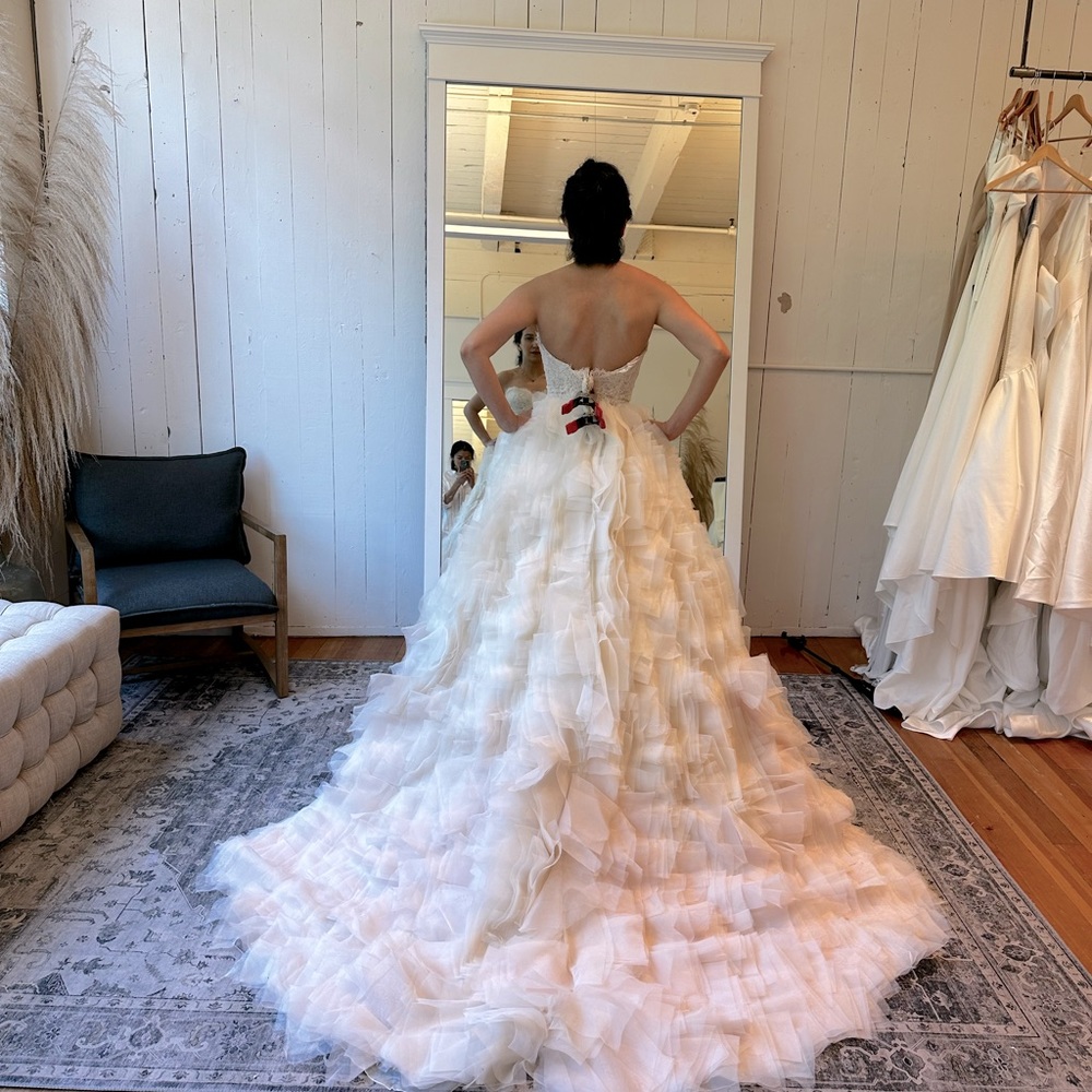 Stunning bridal gown by Lazaro